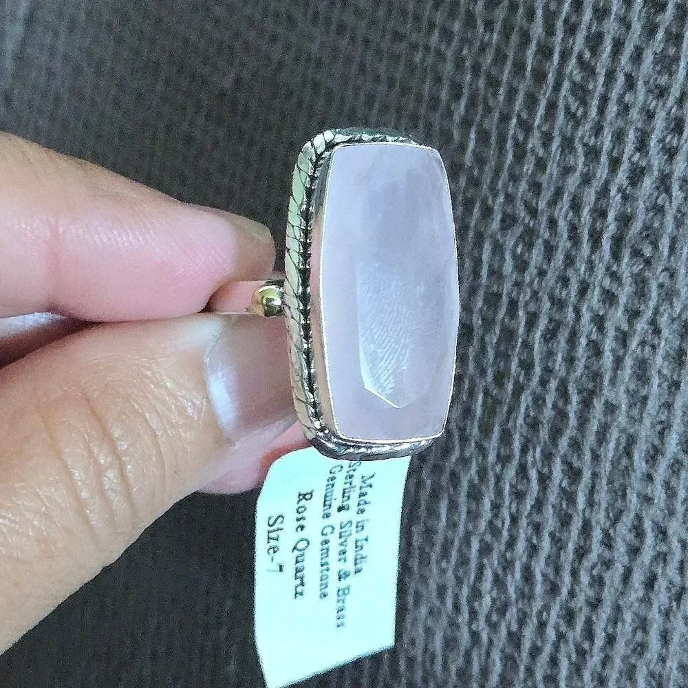 Shivam Rectangular Rose🌹 Quartz Statement Ring💍 - NWT